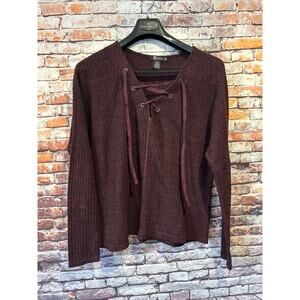 Miss Chievous maroon long sleeve sweater top women's size large